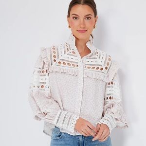 The Shirt by Rochelle Behrens cream lilac Danielle Shirt. Size small. Worn once